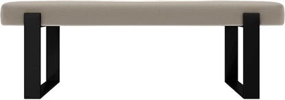 VANT Upholstered Bed Bench - Vintage Leather Dusty Taupe - Matte Black - Contemporary Modern, Bedroom Bench Seat, Hallway, or Entryway