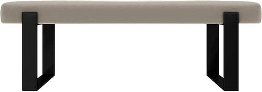 VANT Upholstered Bed Bench - Vintage Leather Dusty Taupe - Matte Black - Contemporary Modern, Bedroom Bench Seat, Hallway, or Entryway