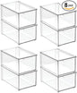 mDesign Plastic Stackable Bathroom Storage Organizer Bin with Pull Out Drawer for Cabinet, Vanity, Shelf, Cupboard, Cabinet, or Closet Organization - Lumiere Collection - 8 Pack - Clear