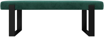 VANT Upholstered Bed Bench - Velvet Emerald Green - Matte Black - Contemporary Modern, Bedroom Bench Seat, Hallway, or Entryway