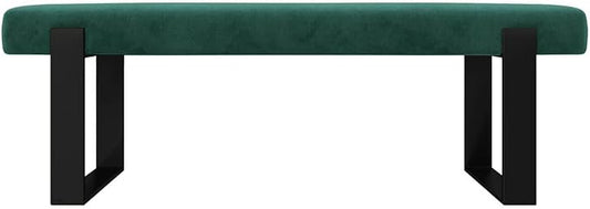 VANT Upholstered Bed Bench - Velvet Emerald Green - Matte Black - Contemporary Modern, Bedroom Bench Seat, Hallway, or Entryway