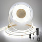 COB LED Strip,LED Strip Lights 3M/9.84ft,Touch Dimmable LED Strips,CRI90+,6000K Natural White cob led,1600LEDs,24V LED Tape Lights,Indoor for Bedroom, Kitchen, TV, Mirror,Cabinet