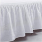 MEADOW PARK Washed French Linen Bed Skirt, Dust Ruffle, Cal King Size 72" W x 84" L, Drop 16", Super Soft, Ruffle Style, White Color