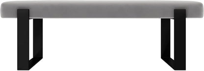 VANT Upholstered Bed Bench - Velvet Platinum Grey - Matte Black - Contemporary Modern, Bedroom Bench Seat, Hallway, or Entryway