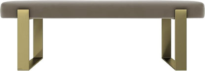 VANT Upholstered Bed Bench - Velvet Sand Storm - Burnished Brass - Contemporary Modern, Bedroom Bench Seat, Hallway, or Entryway