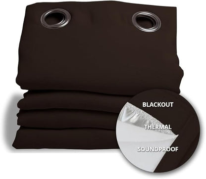 Moondream DecibelControl™ 3-in-1 Soundproof Curtain | Noise Reduction | Thermal Insulation | 100% Blackout | Patented Technology | Made in Europe | Grommet | 55" W x 108" L | Brown - Chocolate MC610