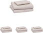 Amazon Basics Lightweight Super Soft Easy Care Microfiber 3-Piece Bed Sheet Set with 14-Inch Deep Pockets, Twin XL, Taupe, Solid (Pack of 4)