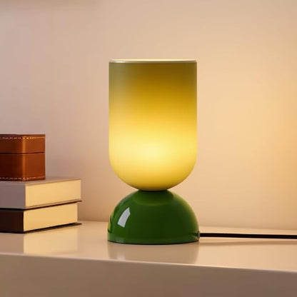 8.9" Modern Glass Table Lamp for Living Room, Dimmable Desk Lamps for Bedroom, UL Listed Nightstand Lamp with Dome Base, End Table Lamps for Side Tables, College Dorm, Office, Glossy Green