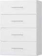 4 Drawer Short Tower, Modular Wood Closet System Organizer with Storage, Clothing Rack for Hanging Clothes, White, 25.5"W