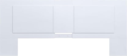 memomad Bali Slim Set: Storage Platform Bed with Drawers + Flat Panel Headboard (King Size, White Wood)