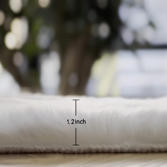 White Faux Fur Rug 5x8 Rugs for Living Room Shag Washable Area Rug Fuzzy Rugs for Bedroom Girl Room Decor Rectangle Rug