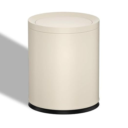 2.6 Gallon/10L Metal Trash Can with Swing Lid, Double Bucket,Round Waste Basket,Black,Modern,Elegant Garbage can,for Bathroom,Living Room,Kitchen,Office,Home,Bedroom(12L-White)