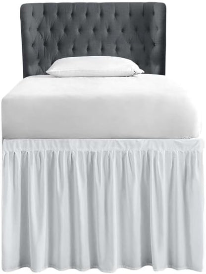 Cottingon Dorm Bed Skirt Twin XL 46" with Split Corners, 100% Microfiber Soft and Stylish, College Room Essential, Extra Long Dust Ruffle for Extended Beds, White