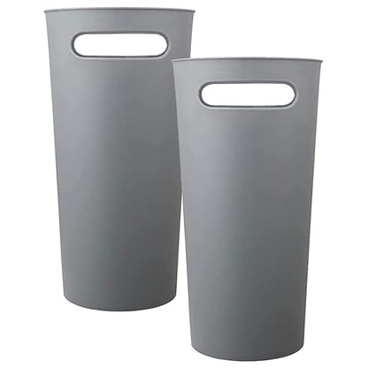 ROYFACC Small Trash Can Plastic Bathroom Wastebasket 3.2 Gallon Slim Garbage Container Bin with Handle for Home Kitchen Bathroom Bedroom Office, 2 Pack (Grey)