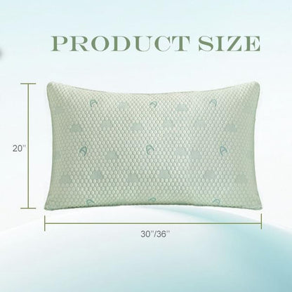 ACCURATEX Cooling Memory Foam Pillows for Sleeping King Size Set of 2, Adjustable Fluffy Pillows with Removable Cover, Cool Bed Pillow for Side Back Stomach Sleepers, Machine Washable, Green