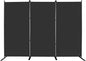 MAYOLIAH 3-Panel Black Room Divider 6ft Tall Folding Privacy Screen w/Flat Base Portable Office Partition Indoor Wall Separator 101" W X 72" H