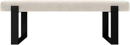 VANT Upholstered Bed Bench - Micro Suede Neutral Sand - Matte Black - Contemporary Modern, Bedroom Bench Seat, Hallway, or Entryway