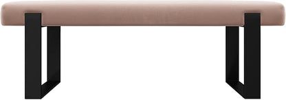 VANT Upholstered Bed Bench - Velvet Blush - Matte Black - Contemporary Modern, Bedroom Bench Seat, Hallway, or Entryway