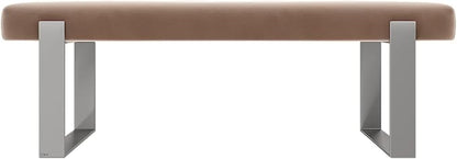 VANT Upholstered Bed Bench - Velvet Blush - Brushed Nickel - Contemporary Modern, Bedroom Bench Seat, Hallway, or Entryway
