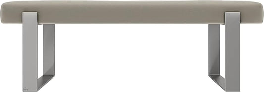 VANT Upholstered Bed Bench - Vintage Leather Dusty Taupe - Brushed Nickel - Contemporary Modern, Bedroom Bench Seat, Hallway, or Entryway