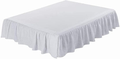 meadow park Washed French Linen Bed Skirt, Dust Ruffle, Queen Size 60" W x 80" L, Drop 16", Super Soft, Ruffle Style, White Color