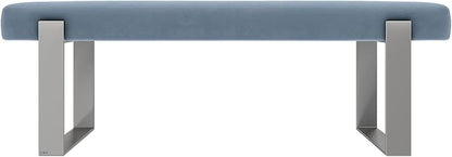 VANT Upholstered Bed Bench - Micro Suede Ocean Blue - Brushed Nickel - Contemporary Modern, Bedroom Bench Seat, Hallway, or Entryway