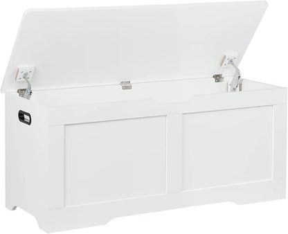 Timberer 39.4" Storage Chest, Wooden Storage Bench, Lift Top Toy Chest with 2 Safety Hinges, Large Toy Box, Entryway Bench for Living Room, Bedroom, White