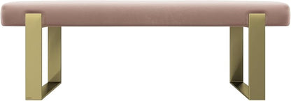 VANT Upholstered Bed Bench - Velvet Blush - Burnished Brass - Contemporary Modern, Bedroom Bench Seat, Hallway, or Entryway