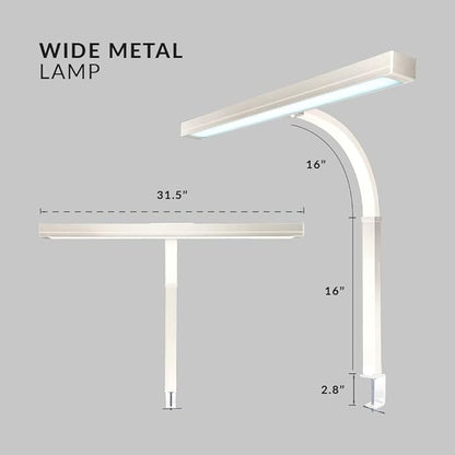 Neatfi 3000 Lumens Flex LED Desk Lamp with Clamp, Dimmable, 5 Adjustable Brightness Levels & 5 Light Modes, Memory Function, Eye-Caring & Flexible Lamp for Home & Office (31.5 Inches, White)