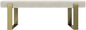 VANT Upholstered Bed Bench - Micro Suede Neutral Sand - Burnished Brass - Contemporary Modern, Bedroom Bench Seat, Hallway, or Entryway