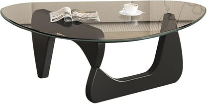 Glass Coffee Table, Mid Century Modern Coffee Table, Coffee Table for Living Room Center Table Suitable for Bedroom Living Room Reception Office Tables (Black/Transparent, Large)