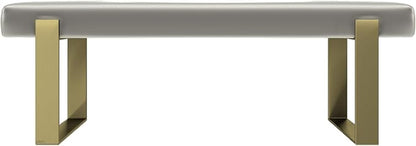 VANT Upholstered Bed Bench - Metallic Neutral Champagne - Burnished Brass - Contemporary Modern, Bedroom Bench Seat, Hallway, or Entryway
