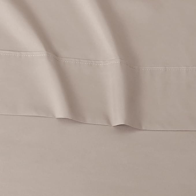 Amazon Basics Lightweight Super Soft Easy Care Microfiber 3-Piece Bed Sheet Set with 14-Inch Deep Pockets, Twin XL, Taupe, Solid (Pack of 4)