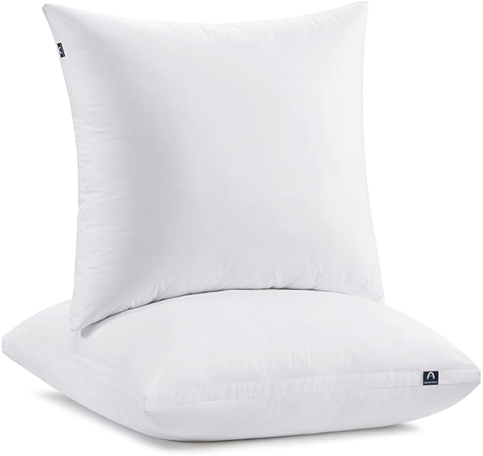 ACCURATEX Euro Pillows Set of 2 with Removable Cover, Luxury Hotel Quality Down Alternative Pillow Insert 26×26 for Bed, Sofa and Couch, Soft and Supportive, Machine Washable