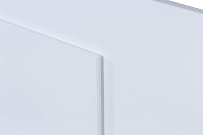 memomad Bali Slim Set: Storage Platform Bed with Drawers + Flat Panel Headboard (Full Size, White Wood)