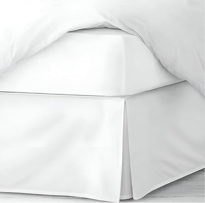 Pleated Bed Skirt King Size, 18" Drop with Platform Design for Secure Fit, Split Corners, Wrinkle-Resistant Microfiber for Modern Stylish Look, Tailored Bedding for Hotel Luxury - White