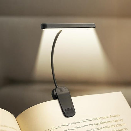 Rechargeable Book Lights for Reading at Night 25 LED - Eye Caring 15 Level Stepless Dimming, Extended 60Hrs Runtime, Lightweight Clip on Light, Gifts for Book Lovers, Black