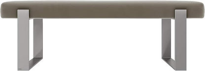 VANT Upholstered Bed Bench - Velvet Sand Storm - Brushed Nickel - Contemporary Modern, Bedroom Bench Seat, Hallway, or Entryway