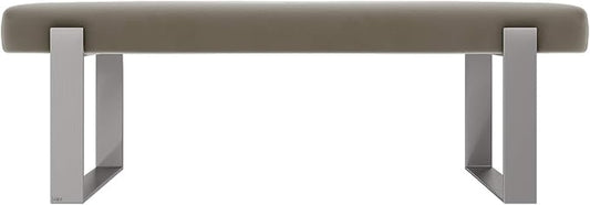 VANT Upholstered Bed Bench - Velvet Sand Storm - Brushed Nickel - Contemporary Modern, Bedroom Bench Seat, Hallway, or Entryway
