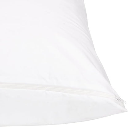 Amazon Basics King Pillow Pillowcase with Zipper, 100% Cotton Hypoallergenic, Pillow Protector, White (37 x 21 Inches), Pillows Not Included