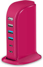 USB Charging Station Multiports Upoy, Charging Hub 6 Ports Dual Type-C, USB Tower Fast Charging for Tablets, Cellphones, Smart Watch, and More Electronic Gadgets, Portable Design, Travel Essentials
