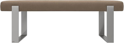 VANT Upholstered Bed Bench - Ribbed Taupe - Brushed Nickel - Contemporary Modern, Bedroom Bench Seat, Hallway, or Entryway