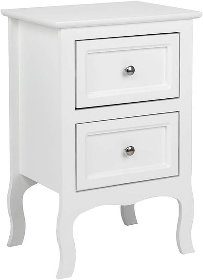 Bonnlo White Nightstand with 2 Drawers, Night Stands for Bedrooms, Small Bed Side Table/White Night Stand with Drawers for Small Spaces, College Dorm, Kids’ Room, Living Room, French, 16W x 12D x 24H
