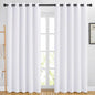NICETOWN 84 inch Long White Curtains - Grommet Solid 50% Room Darkening Thermal Insulated Curtains Drapes for Living Room/Sliding Glass Door (2 Panels, W66 x L84)