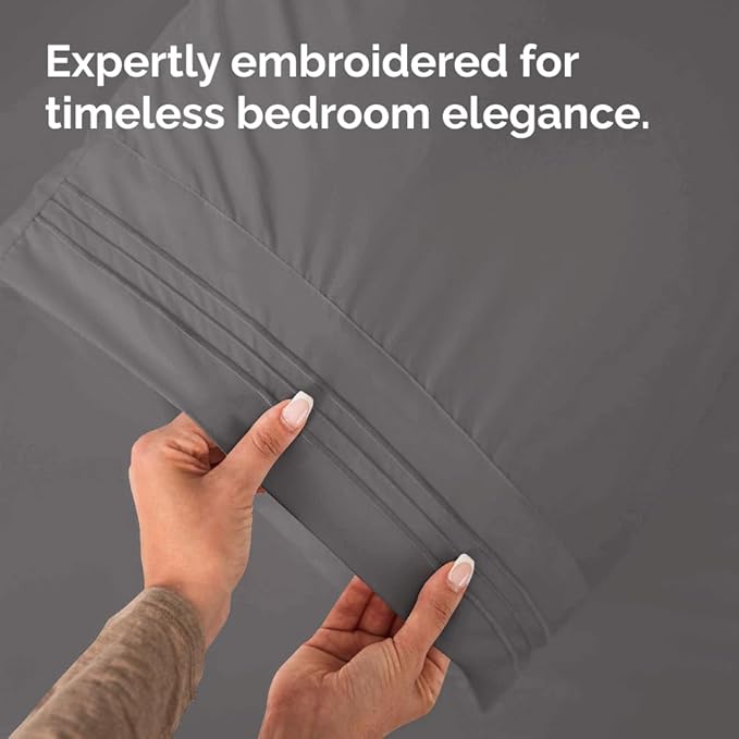 Queen Pillow Cases Set of 10 - Ultra Soft Hotel Quality Pillowcase Covers - Comfy, Cozy & Wrinkle Free - Shrink, Stain and Fade Resistant - Machine Washable Pillow Protectors - 10 Pcs Set - Dark Grey