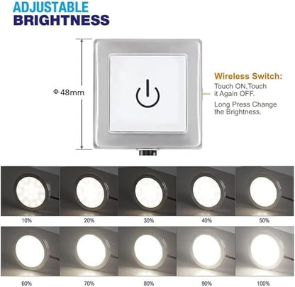 VST Under Cabinet Lighting Plug in with Wired Touch Dimmer Switch,Recessed or Surface Mount Design,Warm White 3000K 12V 2W(20W Total, 10 Pack White) Puck Lights Fixtures