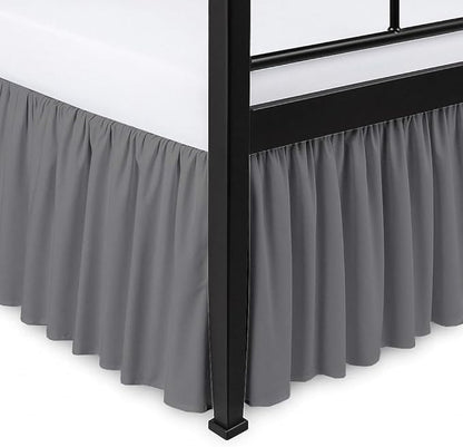 Ruffled Bed Skirt Split Corners with Platform, Tailored Fit Hotel Quality Wrinkle Free Ultra-Soft Microfiber Dust Ruffle, Upto 18 Inch Drop, Full, Dark Grey