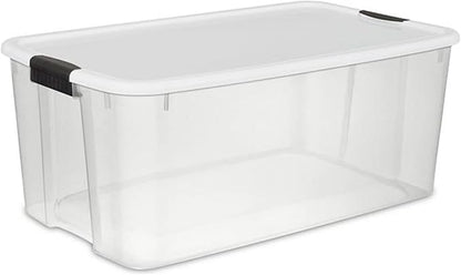 Sterilite 8 Pack Ultra Storage Totes, Lidded Plastic Containers, 116 Qt and 70 Qt, Clear