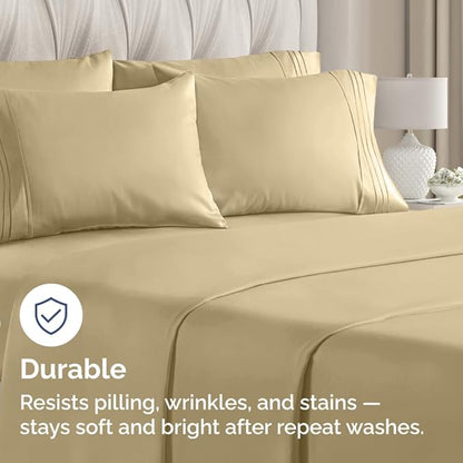 Queen Pillow Cases Set of 8 - Ultra Soft Hotel Quality Pillowcase Covers - Comfy & Wrinkle Free - Shrink, Stain and Fade Resistant - Easy-Care, Machine Washable Pillow Protectors - 8 Pcs Set - Beige