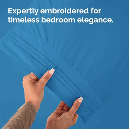 Queen Pillow Cases Set of 2 - Ultra Soft Hotel Quality Pillowcase Covers - Comfy, Cozy & Wrinkle Free - Shrink, Stain & Fade Resistant - Machine Washable Pillow Protectors - 2 Piece Set - Denim Blue